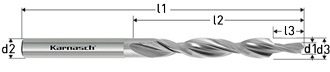 Ступенчатые спиральные сверла, 90° (под винты с потайной головкой), HSS-XE, Karnasch, арт. 40.1010