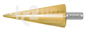 Коническое сверло Ø 4-30,5 мм, HSS-XE с покрытием TiN-GOLD, Karnasch, арт. 21.3015