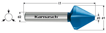 Коническая зенковка из стали HSS-XE с покрытием BLUE-TEC, угол 60°, арт. 40.3030